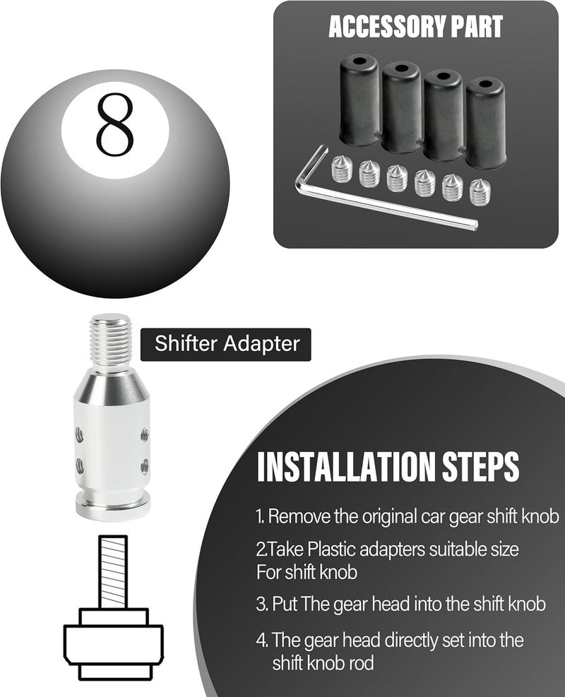 SUJADE YAKEFLY Universal Gear Shift Knob Adapter,Aluminum Alloy Automatic Shifter Adapter Car Adapter,Shifter Boot Retainer Stick Connector for Non-Threaded Manual M12x1.25 (Silver), 299PDTPJ001 - Image 4